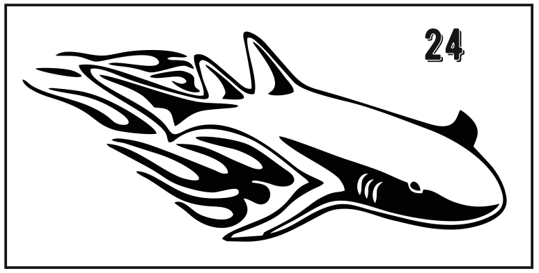 наклейка на лодку со стилизованным изображением акулы 